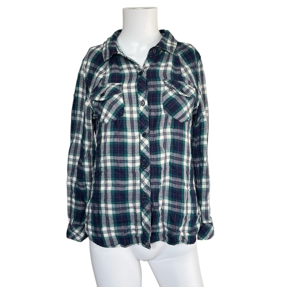 Rails Plaid Button Up Shirt Long Sleeve Green Blue Womens Size Small S